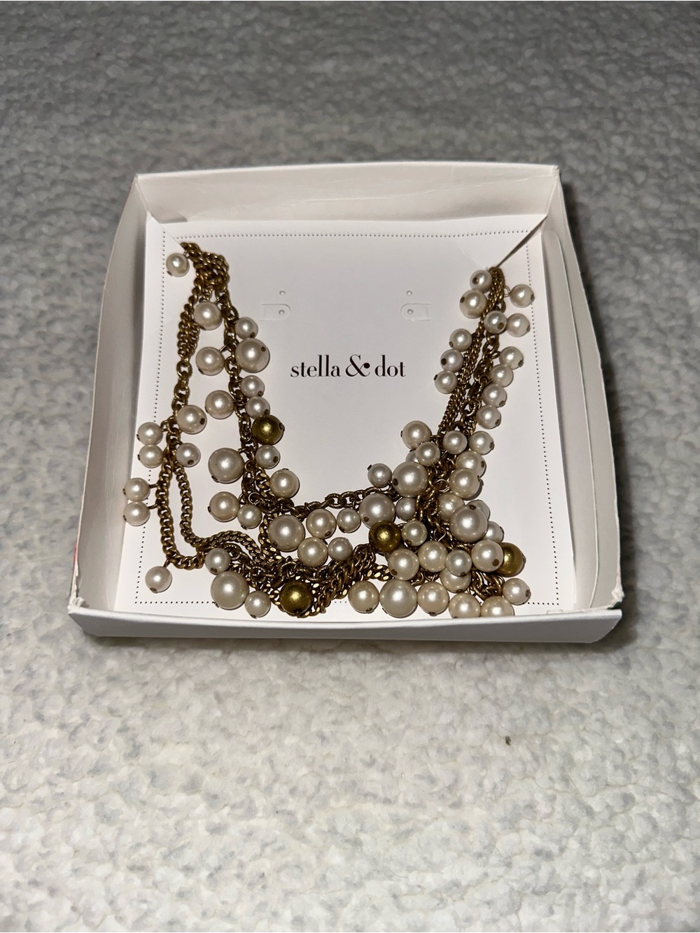 Stella & Dot Cream Pearl and Gold Multi-Strand Necklace